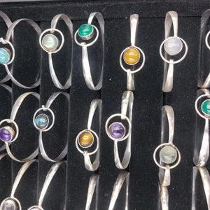 LOT Boho bracelet silver plated with semi precious stone - gemstone bracelet - ethnic jewelry