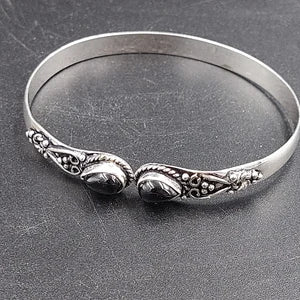 Black Obsidian Crystal Bracelet Silver Plated