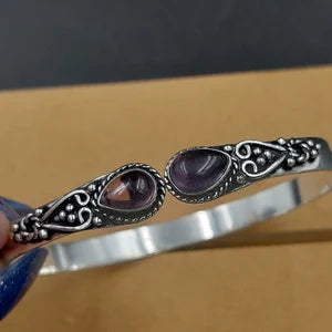 Boho AMETHYST Silver Plated bracelet