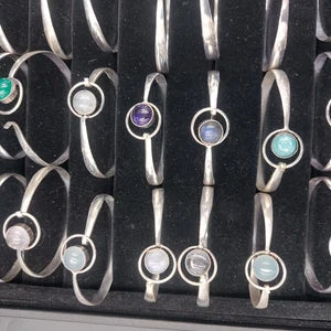 LOT Boho bracelet silver plated with semi precious stone - gemstone bracelet - ethnic jewelry