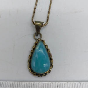 Amazonite Brass Pendant Cabochon Cut Healing Crystal