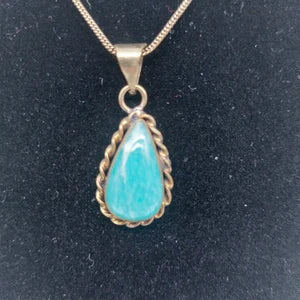Amazonite Brass Pendant Cabochon Cut Healing Crystal