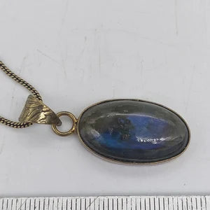 Labradorite Brass Pendant Cabochon Cut Healing Crystal