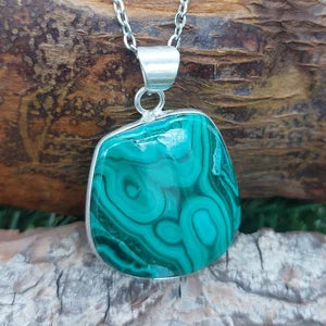 Malachite Crystal Silver Plated Necklace
