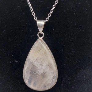 Moonstone Silver Plated Brass Pendant Cabochon Cut Healing Crystal
