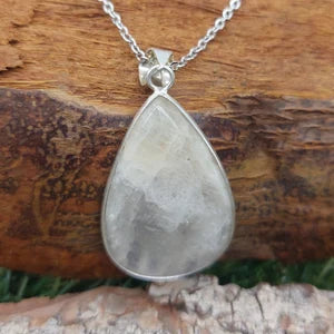 Moonstone Silver Plated Brass Pendant Cabochon Cut Healing Crystal