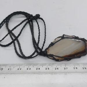 Natural Slice Agate Crystal Macrame Necklace