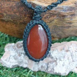 Carnelian Crystal Macrame Necklace