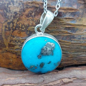 Turquoise Sterling Silver 925 Pendant Cabochon Cut Healing Crystal