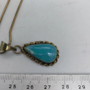 Amazonite Brass Pendant Cabochon Cut Healing Crystal