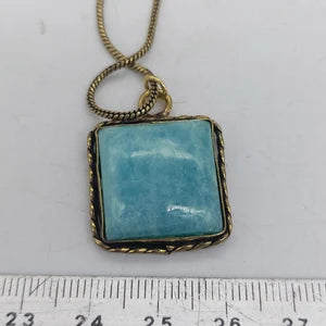 Amazonite Brass Pendant Cabochon Cut Healing Crystal