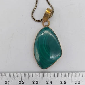 Malachite Brass Pendant Cabochon Cut Healing Crystal