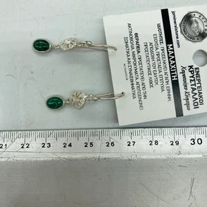 Malachite Crystal Silver Plated Earrings