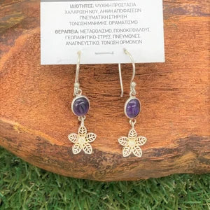 Amethyst Crystal Silver Plated Earrings