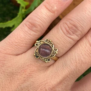 Amethyst Crystal Brass Ring
