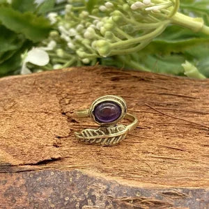 Amethyst Crystal Brass Ring