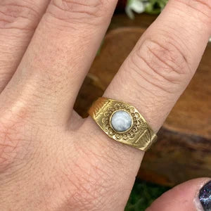 Moonstone Crystal Brass Ring adjustable