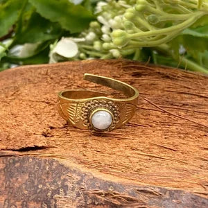 Moonstone Crystal Brass Ring adjustable