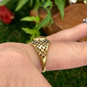 Tiger's Eye Crystal Brass Ring