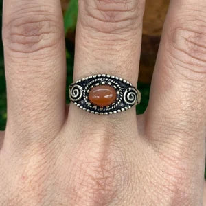 Carnelian Crystal Silver Plated Adjustable Ring