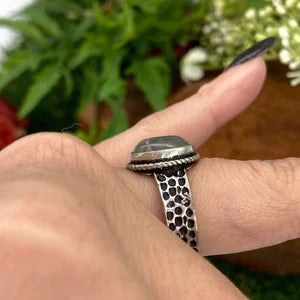 Labradorite Crystal Silver Plated Adjustable Ring