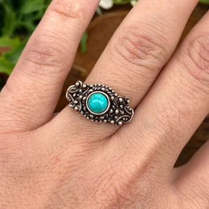 Turquoise Crystal Silver Plated Adjustable Ring