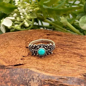 Turquoise Crystal Silver Plated Adjustable Ring