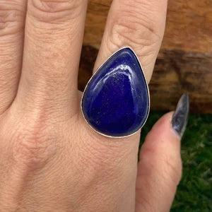 Lapis Lazuli Crystal Silver Plated Adjustable Statement Ring