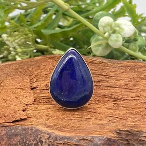 Lapis Lazuli Crystal Silver Plated Adjustable Statement Ring