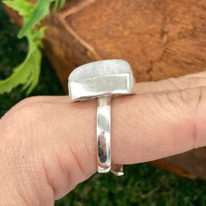 Moonstone Crystal Silver Plated Adjustable Statement Ring