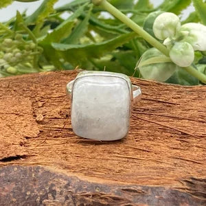 Moonstone Crystal Silver Plated Adjustable Statement Ring