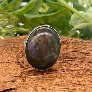 Labradorite Crystal Silver Plated Adjustable Statement Ring