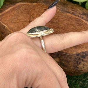 Labradorite Crystal Silver Plated Adjustable Statement Ring