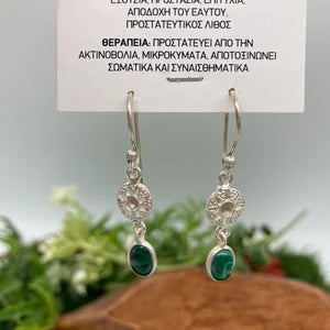 Malachite Crystal Silver Plated Earrings