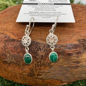 Malachite Crystal Silver Plated Earrings