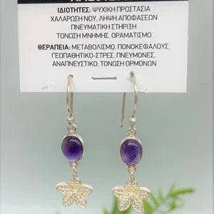 Amethyst Crystal Silver Plated Earrings