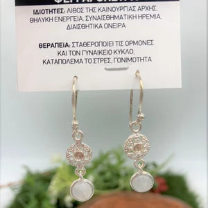 Moonstone Crystal Silver Plated Earrings