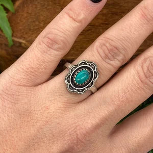 Turquoise Crystal Silver Plated Adjustable Ring