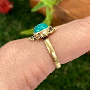 Turquoise Crystal Brass Ring