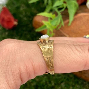 Moonstone Crystal Brass Ring adjustable