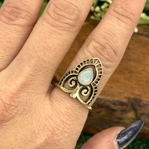 Moonstone Crystal Brass Ring