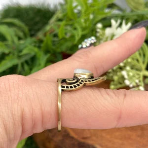 Moonstone Crystal Brass Ring