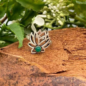 Green Aventurine Crystal Silver Plated Adjustable Ring