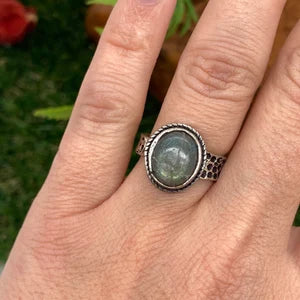 Labradorite Crystal Silver Plated Adjustable Ring