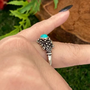 Turquoise Crystal Silver Plated Adjustable Ring