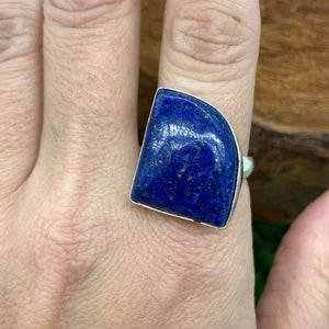 Lapis Lazuli Crystal Silver Plated Adjustable Statement Ring