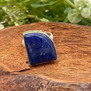 Lapis Lazuli Crystal Silver Plated Adjustable Statement Ring