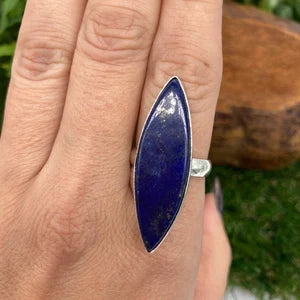Lapis Lazuli Crystal Silver Plated Adjustable Statement Ring