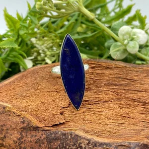 Lapis Lazuli Crystal Silver Plated Adjustable Statement Ring