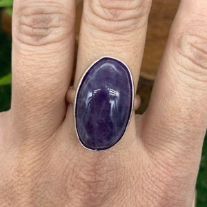 Amethyst Silver Plated Adjustable Ring